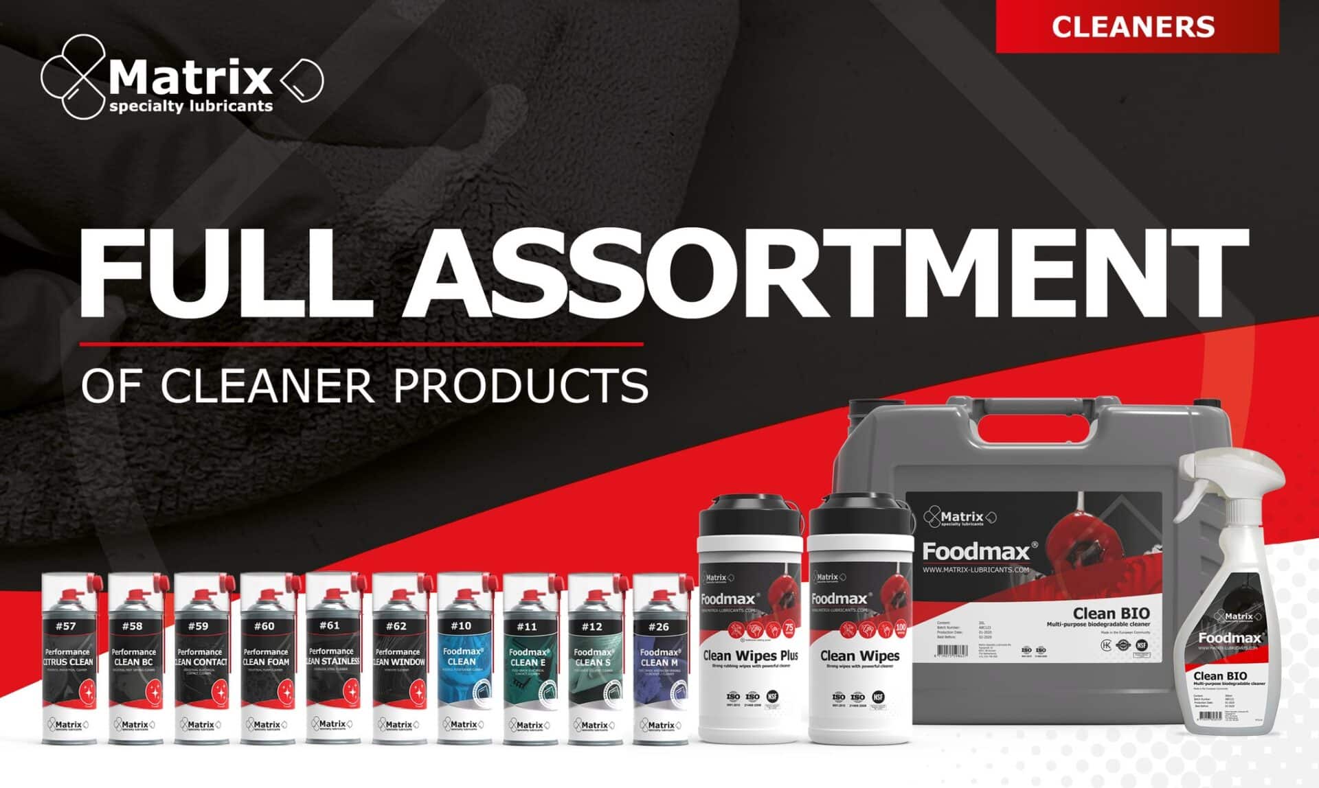 Matrix specialty lubricants' full assortment of cleaner products